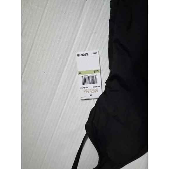 Michael Kors Black One Piece Swimsuit Size 8 NWT $108 MSRP Belted Ring Detail - Picture 7 of 7